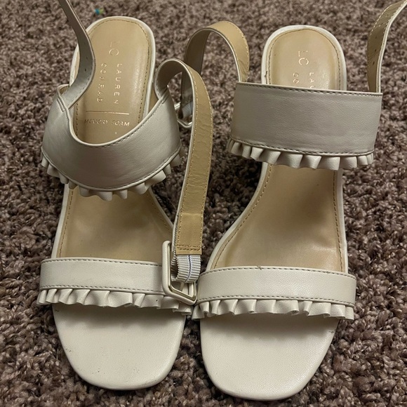 White Ruffle Strap Sandals - Picture 1 of 3